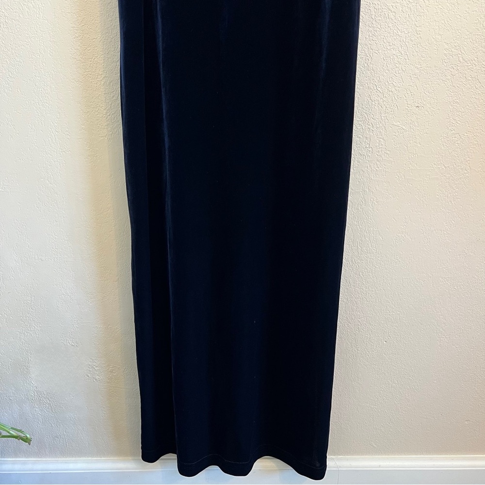 Vintage 90’s Dark Blue Velvet Maxi Dress - Picture 6 of 13